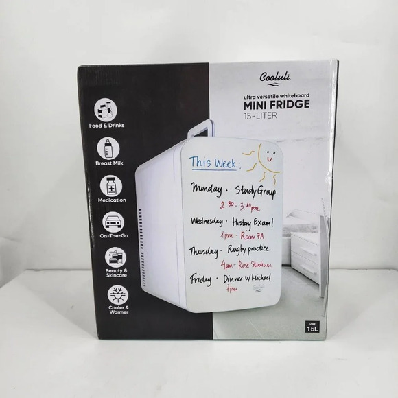 Cooluli  Vibe Versatile Food Beauty W/ Whiteboard 15 L Mini Fridge New In Box - Picture 1 of 6